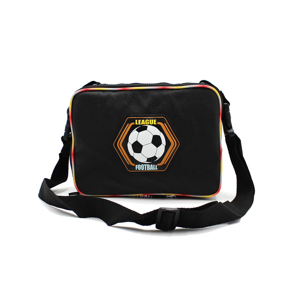 Bolsa de almuerzo para niños de dibujos animados de fútbol negro