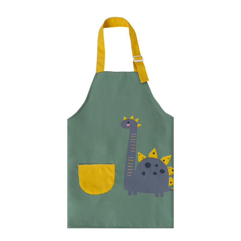 Delantal infantil impermeable con estampado de dinosaurios de dibujos animados para actividades artísticas