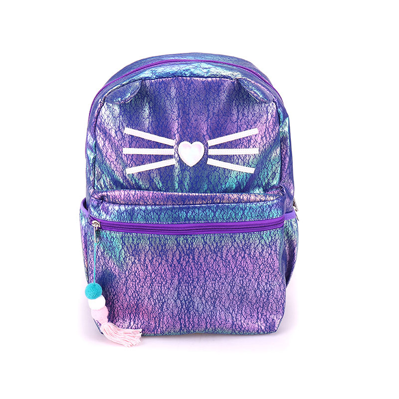 Mochila de estudiante de cuero PU de gato