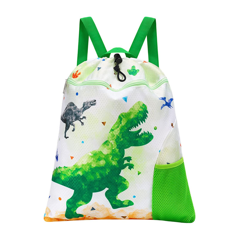 Linda mochila con cordón para niños de dinosaurio de gran capacidad